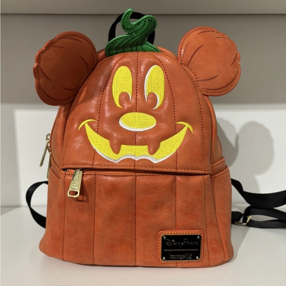 LOUNGEFLY Disney Mickey Mouse pumpkin Halloween mini backpack